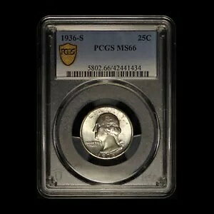 1936-S 25c ���V���g�� �V���o�[ �N�H�[�^�[ PCGS MS 66 - �������� �č�