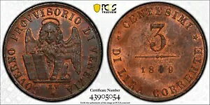 1849 ZV ���F�l�c�B�A �C�^���A 3 �`�F���e�V�~ PCGS MS65 RB �g�b�v �|�b�v 1/0 4140
