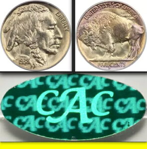 1938-D PCGS MS67 CAC ����ȐF! 1990�N��̃X���u�I�f�G�I�o�b�t�@���[�j�b�P�� 5C