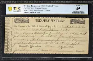 1858 �N $163.32 �e�L�T�X�B�����ȕۏ؏�p�~���� PCGS ���� EF-45
