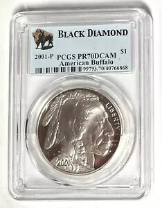 2001 P �o�b�t�@���[ �V���o�[ �_���[ PCGS PR70 �u���b�N �_�C�������h �t���C�U�[ �f�U�C�� # GNK - KSH