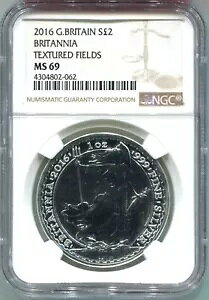 2016 �V���o�[ G.�p�� ?2 NGC MS69 �u���^�j�A �e�N�X�`���[�h �t�B�[���h (802)