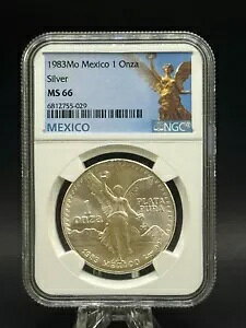 1983Mo Mexico 1 Onza .999 Silver Libertad NGC MS66 �����ł���!!!!