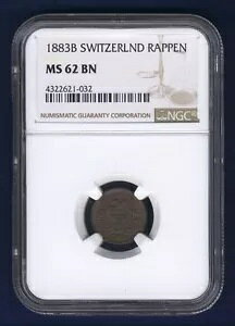 �X�C�X 1883-B 1 ���b�y�� �R�C���A�I�𖢗��ʁANGC �F�� MS-62-BN