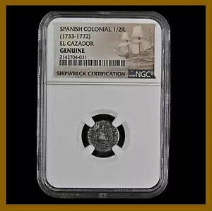 メキシコ 1/2 本物銀貨、1733-1772 エル カザドル難破船 NGC 2142704-031