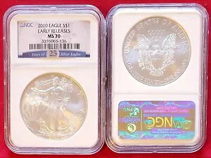 2010 Eagle Silver S$1 NGC MS70 ���������[�X 25 ���N�L�O���x�� (136)