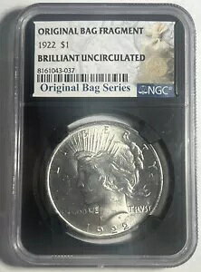 1922-P ピースダラーグレード NGC ブリリアント未流通オリジナルバッグの破片