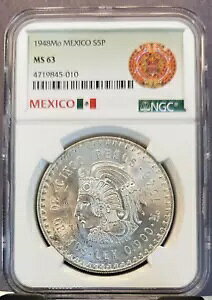 1948 ���L�V�R �V���o�[ 5 �y�\ S5P CUAUHTEMOC NGC MS 63 �f���炵�����邢����