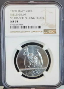 1999 �C�^���A �V���o�[ 5000 ���� S5000L �Z���g �t�����V�X �̔��N���X NGC MS 68 �g�b�v �|�b�v
