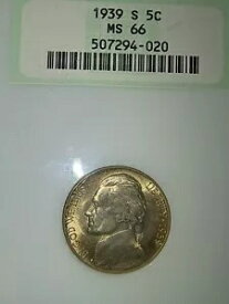 1939-S ジェファーソン ニッケル NGC MS66 OGH 古い石鹸箱脂肪スラブ ホルダー