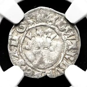 イングランド。エドワード三世。 1327年から1377年。シルバー ハーフペニー、S-1540A、ロンドン、NGC ファイン
