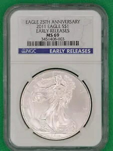 2011 1�I���X �A�����J�� �V���o�[ �C�[�O�� ���������[�X 25 ���N�L�O NGC MS69