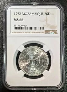 1972 MS66 モザンビーク 20 エスクード UNC NGC KM 87 トップグレード!