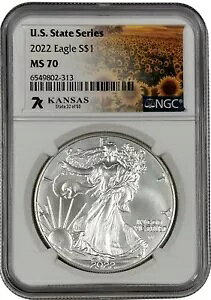 2022 �J���U�X �X�e�[�g �V���[�Y 1�I���X �A�����J�� �V���o�[ �C�[�O�� $1 NGC MS 70 7k ���^�� �J�[�h