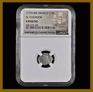 メキシコ 1/2 本物銀貨、1772 〜 1783 年エル カザドル難破船 NGC 6581678-398