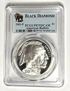 2001 P �o�b�t�@���[ �V���o�[ �_���[ PCGS PR70 �u���b�N �_�C�������h �t���C�U�[ �f�U�C�� # GBN - KSH
