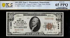 1929 $10 �t�@�[�X�g NB & TST CO �E�F�C���Y�{�� PA 65Q