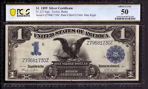 1899 $1 �V���o�[�ؖ��� �u���b�N �C�[�O�� FR.233 �e�B�[�q�[ �o�[�N PCGS B �� UNC 50