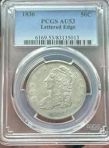 1836 �L���b�v�h �o�X�g �n�[�t�_���[ PCGS AU53 ���^�[�h �G�b�W 50C �n�[�t�_���[