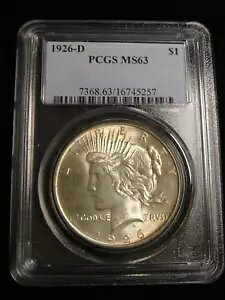 1926-D $1 �s�[�X �V���o�[ �_���[ �f���o�[ �~���g PCGS MS63 ������