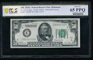 AC 1928A $50 ���b�`�����h PCGS 65 PPQ �S�[���h���� Fr 2101-E