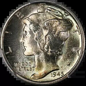 1945-S マーキュリー ダイム マイクロ S PCGS MS67 極上のアイアピール ストロングストライク