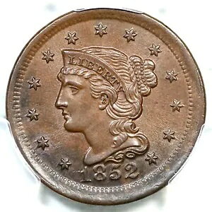 1852 N-16 PCGS MS 63 BN �҂ݍ��݃w�A ���[�W �Z���g �R�C�� 1c