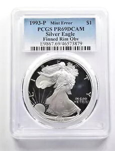 �~���g �G���[ PR69 �J�� 1993-P �A�����J�� �V���o�[ �C�[�O�� �t�B���t������ OBV PCGS *5034