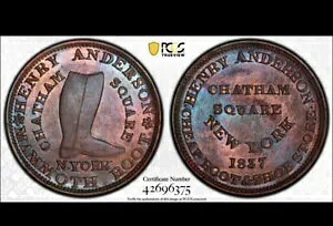 1837 �w�����[ �A���_�[�\�� �}�����X �u�[�c N. ���[�N PCGS MS62BN HT-219??�f���炵���g�[�j���O??