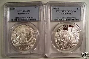 2 ���b�g 2007-P �W�F�[���X�^�E�� �V���o�[ �h�� PCGS PR70 DCAM & MS70 GEMS LQQK