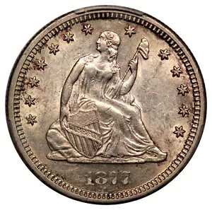 1877-S 25C ���o�e�B �V�[�e�b�h �N�H�[�^�[ PCGS AU55