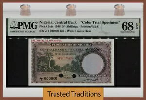 TT PK 2cts 1958 �i�C�W�F���A 5/ �V�����O�X �J���[ �g���C�A�� PMG 68 EPQ �ɏ�̃����X�^�[ �W�F��