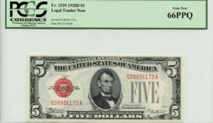 1928D $5 @ʉݎ bhV[ Fr# 1529 PCGS Gem66 PPQ