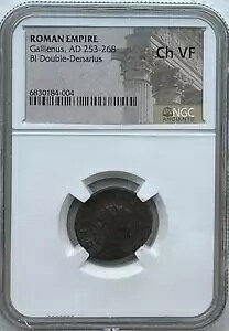 ���[�}�鍑 - �K���G�k�X (AD 253-268) BI DOUBLE DENARIUS - NGC CH VF - ��������