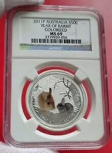 2011 P 50c �I�[�X�g�����A 1/2 �I���X .999 �V���o�[ �E�T�M�N �J���[�� - NGC MS69