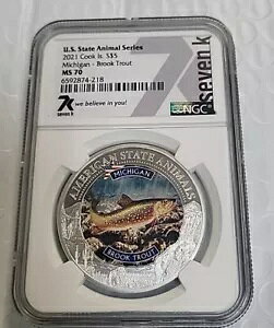 2021 $5 �N�b�N�A�C�����h 7K ���^���Y �č����� �~�V�K���B BROOK TROUT NGC MS70 C202