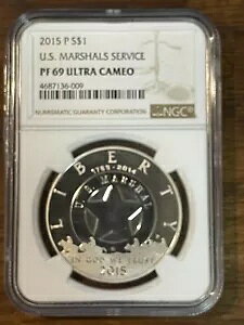 2015 P U.S. MARSHALS LO $1 NGC PF 69 Eg JI 4687136-009