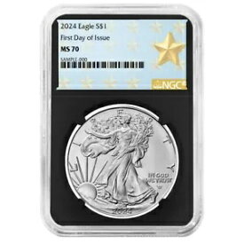 2024 $1 1 オンス アメリカン シルバー イーグル NGC MS70 FDI ウエスト ポイント スター ラベル、リター...