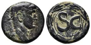 ??NERO-54-68 AD-25mm/14.65g-F-ANTIOCH-SC IN WREATH-9 IN RPC(4283)-T_G_COINS!