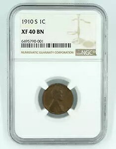 1910-S NGC XF40 BN �����J�[�� �E�B�[�g �Z���g �y�j�[