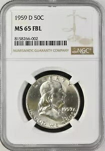 1959-D 50C FL �t�����N���� �n�[�t�_���[ NGC MS65FBL 8158266-002