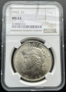 ������ NGC �O���[�h 1922 MS63 �s�[�X �_���[