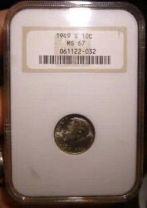 1949-S 10c ���[�Y�x���g �_�C�� NGC MS 67 lite �u���[���̕\��