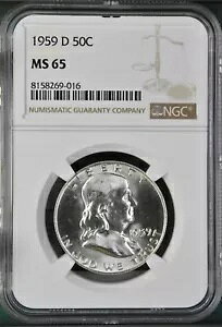 1959-D 50C �t�����N���� �n�[�t�_���[ NGC MS65 8158269-016