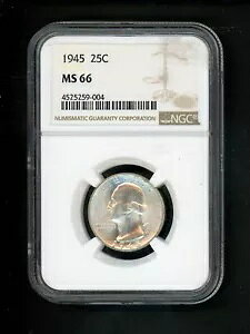 1945 US Vg NH[^[ 25c .25 NGC MS66 WF UNC Choice Brght zCg X|bg t[