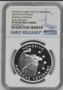 2019 American Legion .999 �V���o�[���_�� NGC PF69 UC ER �R�C���ƃ��_���Z�b�g����