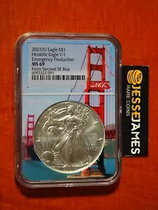 2021 (S) シルバー イーグル NGC MS69 2 番目のサンフランシスコ ボックス タイプ 1 ブリッジ コアから