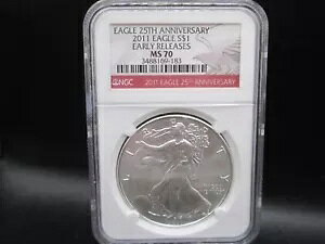 2011 �A�����J�� �C�[�O�� �V���o�[ �����ʃh�� NGC MS 70 ���������[�X 25 ���N