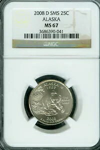 2008 D ALASKA QUARTER NGC MS67 PQ SMS �^�t�f�C�g ���A�B