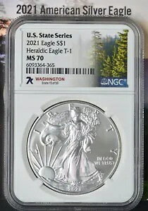2021 �A�����J�� �V���o�[ �C�[�O�� T-1 - NGC MS70 - 7K ���V���g�� - ?COINGIANTS?